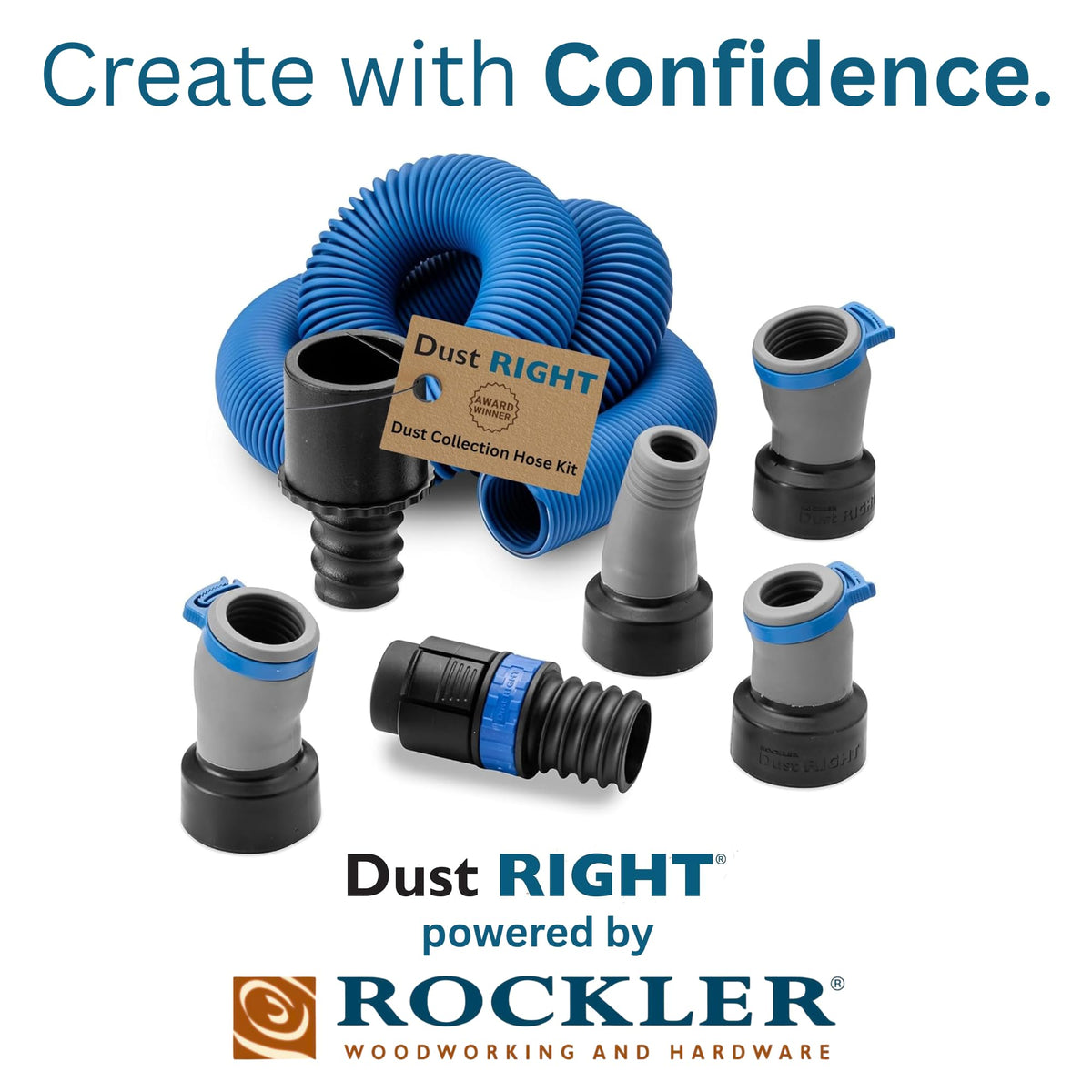 Rockler Dust Right swiveling port provides a secure fit for shop vac connections.