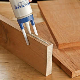 Rockler glue roller for wide surfaces yields uniform coverage across boards.