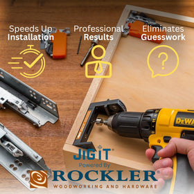Rockler JIG IT guides 15 degree pilot holes for locking devices.
