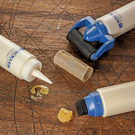 Rockler red cap keeps the bottle contents secure and fresh.