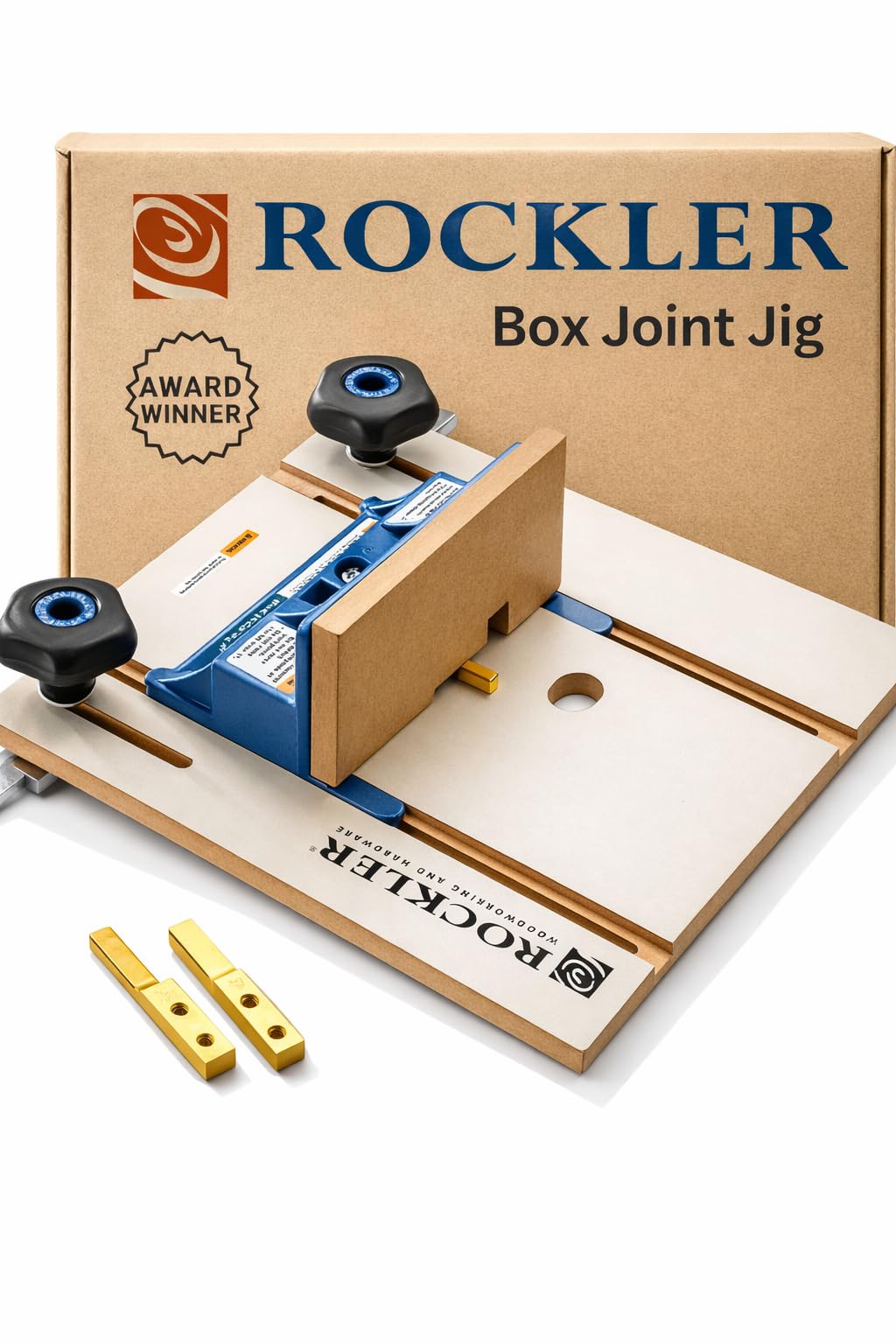 Rockler Router Table Box Joint Jig platform enables precise, repeatable joints.
