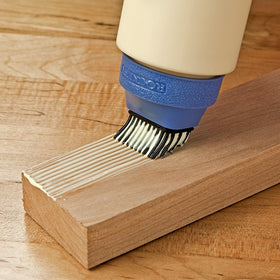 Rockler silicone glue brush offers even coverage on wide boards.