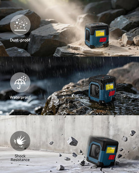 RockSeed 110-degree projection delivers bright lines across workspace.