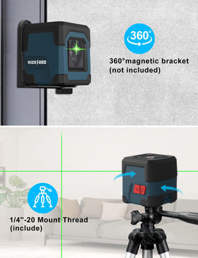 RockSeed IP54-rated cross line laser stands up to dust and moisture.