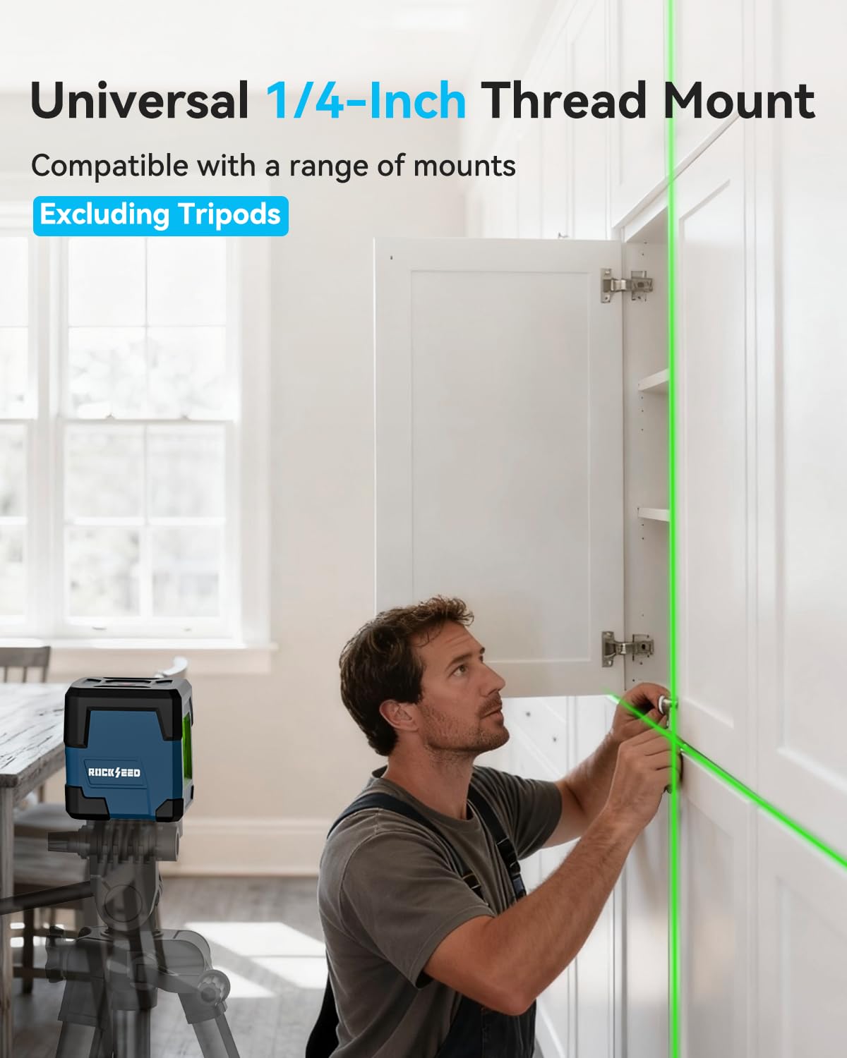RockSeed cross line laser magnetic bracket shows easy mounting on metal surfaces.