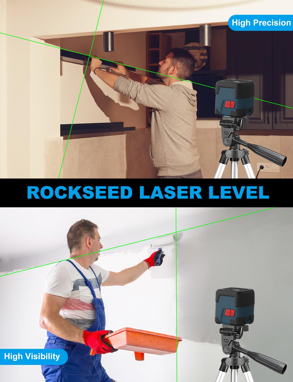 RockSeed laser supports tripod mounting for stable, accurate layouts.