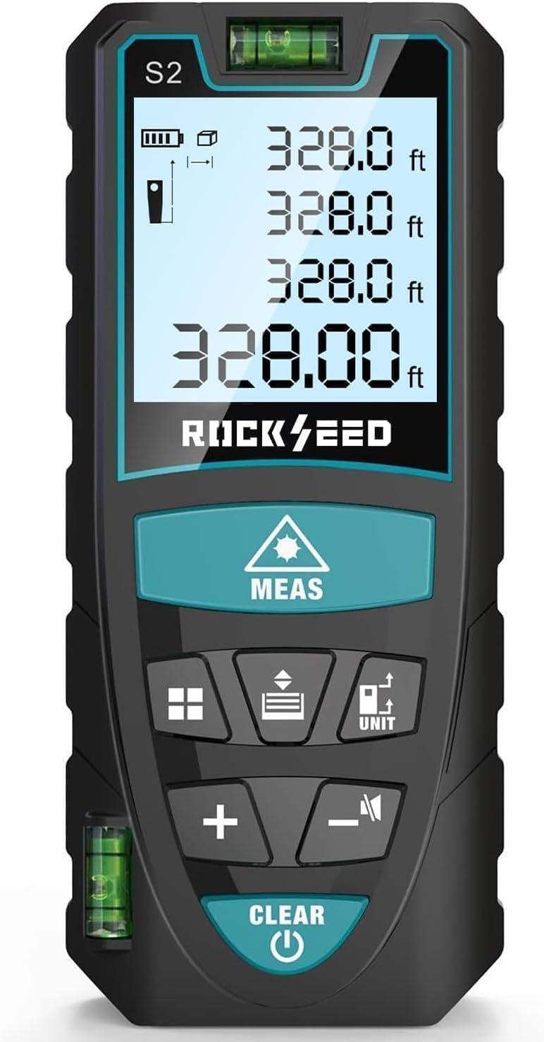 RockSeed laser measure with 328 ft range for quick room layout