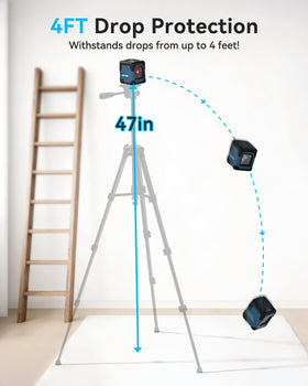 RockSeed self-leveling cross line provides level references for installations.