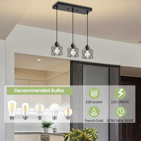 ROCUNSI pendant with adjustable cords allows ceiling-height customization.