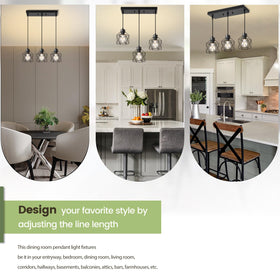 ROCUNSI 3-Light Pendant with E26 base for easy bulb upgrades.