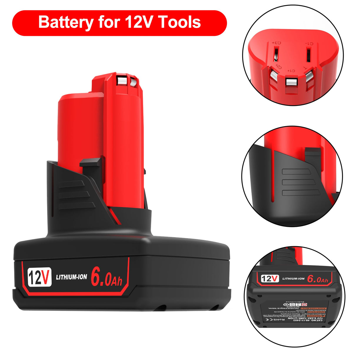 Rocivic M12 battery attached to a drill for quick swap