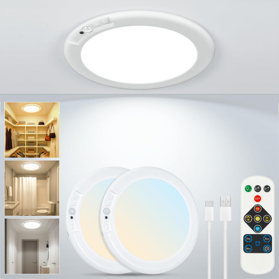 Rodalims rechargeable ceiling light with magnetic mount for quick, drill-free installation.