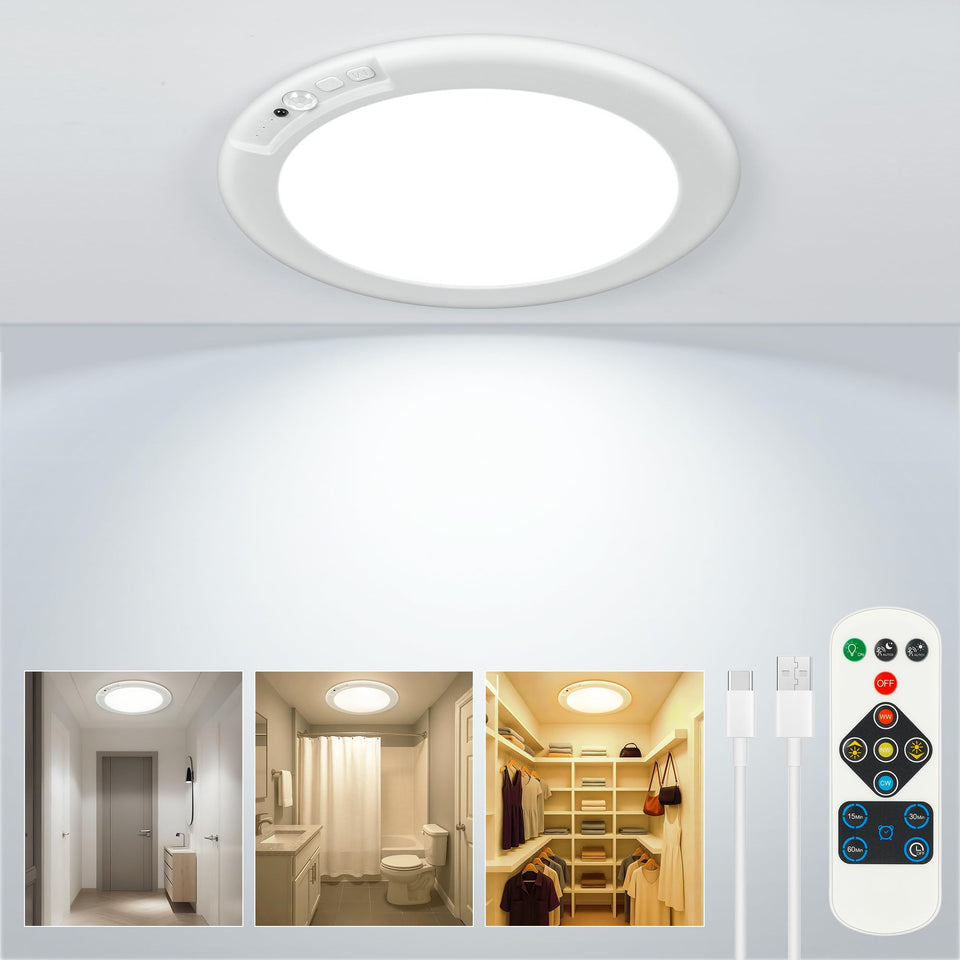 Rodalims wireless closet light with motion sensor for hands-free lighting.