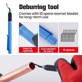 ROGVOC pen-style deburring tool removing burrs for smooth finishes.