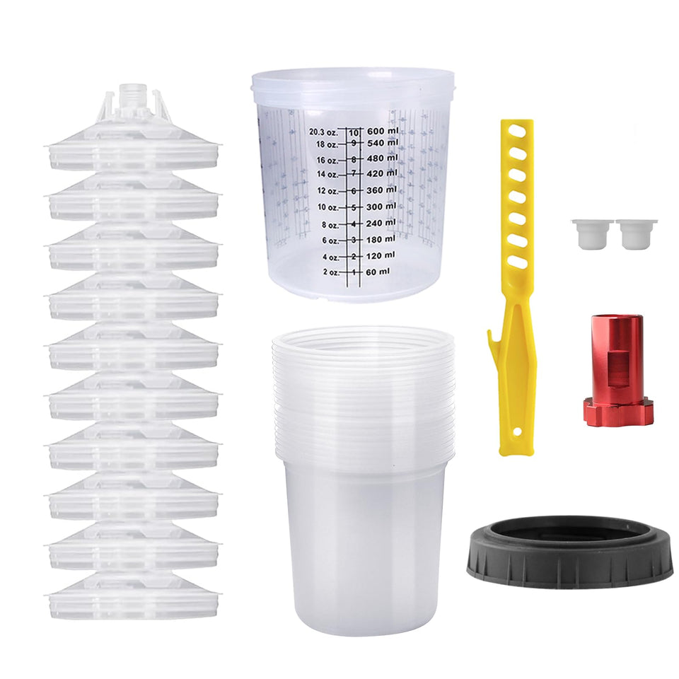 ROIKETU disposable paint mixing cup kit 20oz with liners for clean, precise mixing.