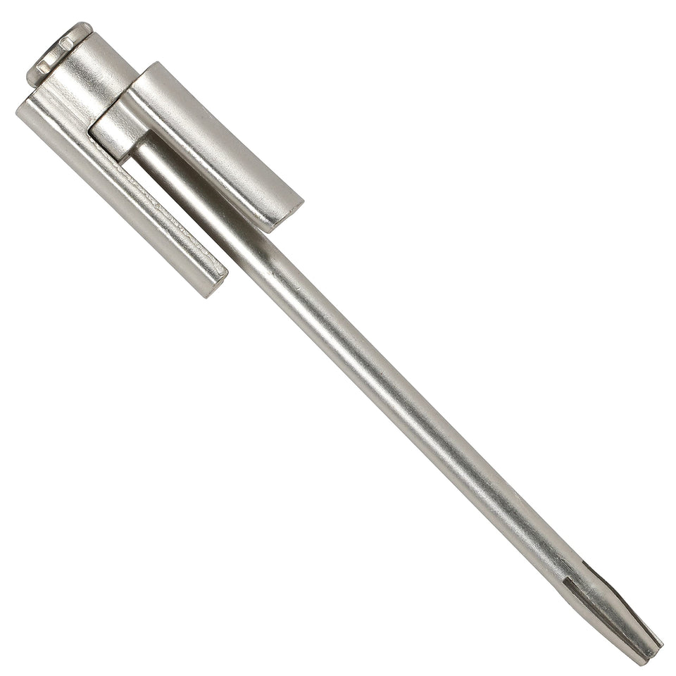 Rok hinge pin stop with satin nickel finish protects doors and trim in bumperless style.
