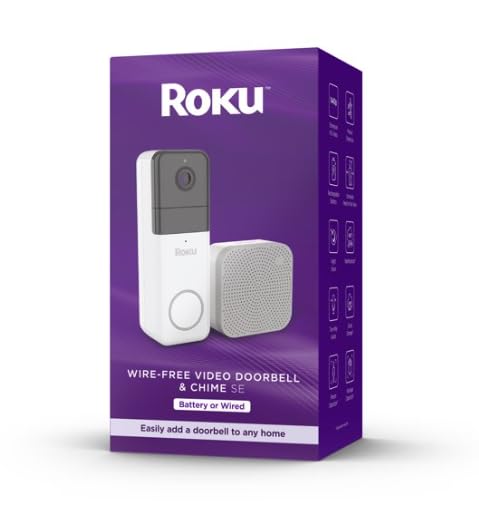Roku DB1000R doorbell front view showing wireless setup for flexible placement.