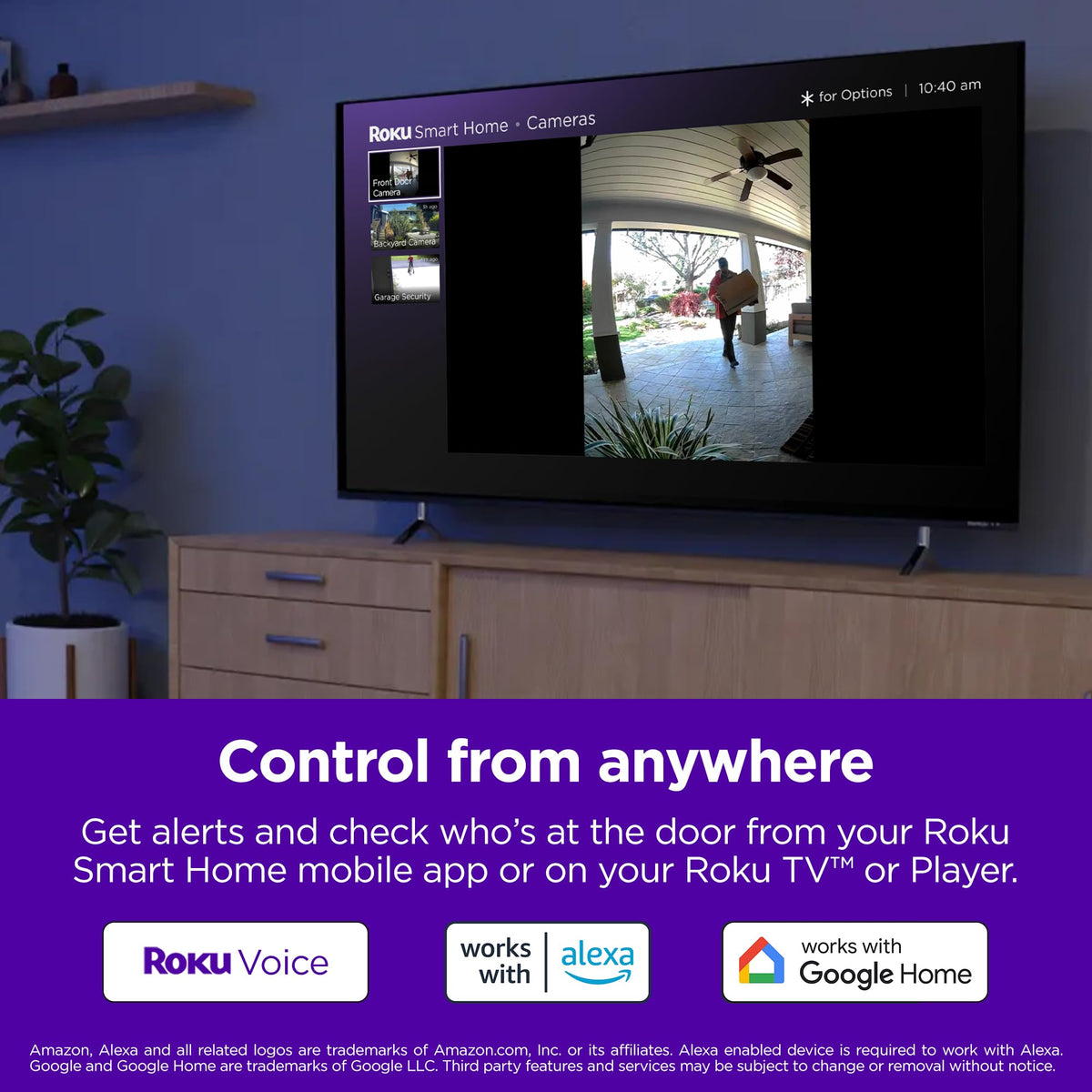 Roku doorbell IP65 weather resistance withstands rain and snow.