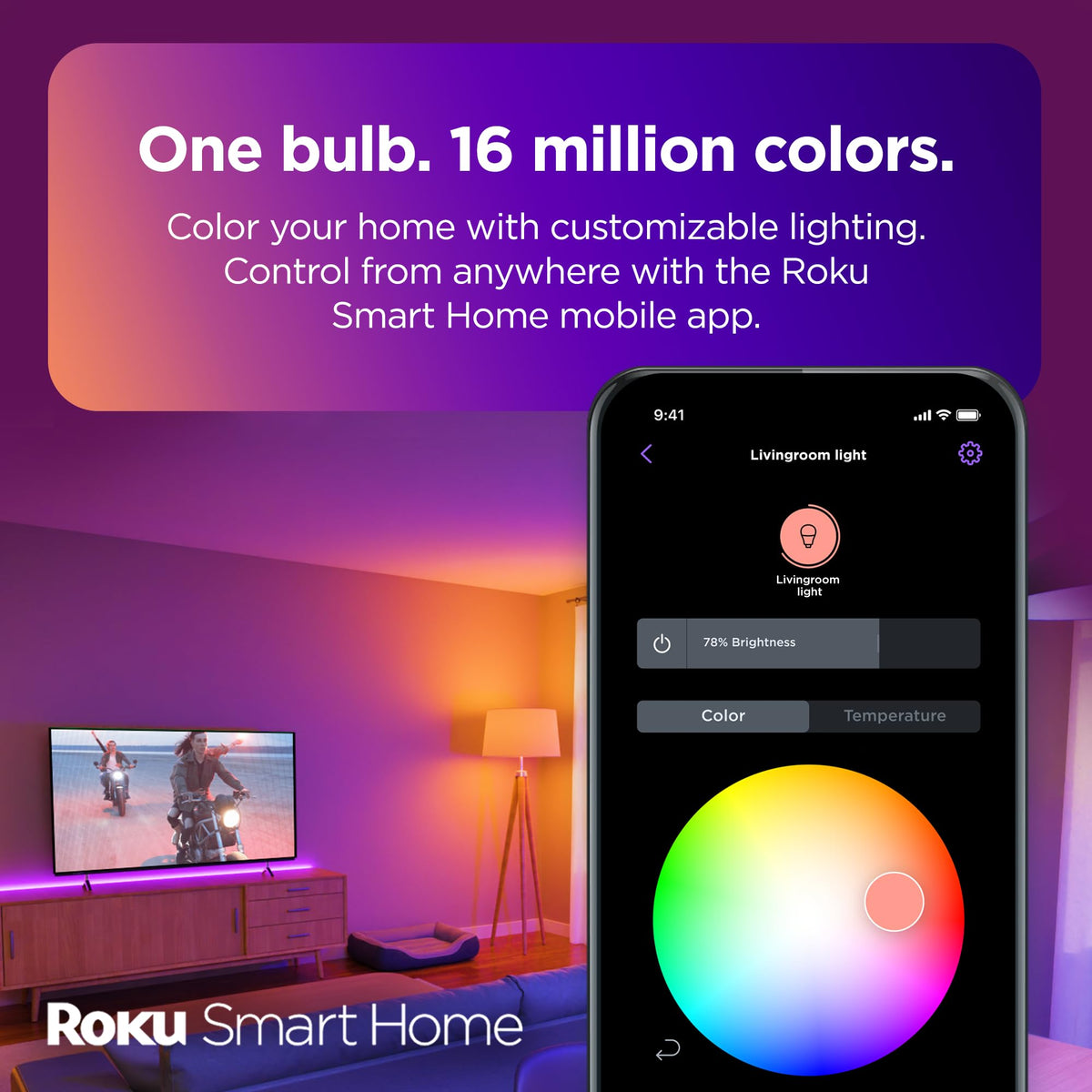Roku Smart Bulbs dimmable brightness for task lighting and cozy evenings.