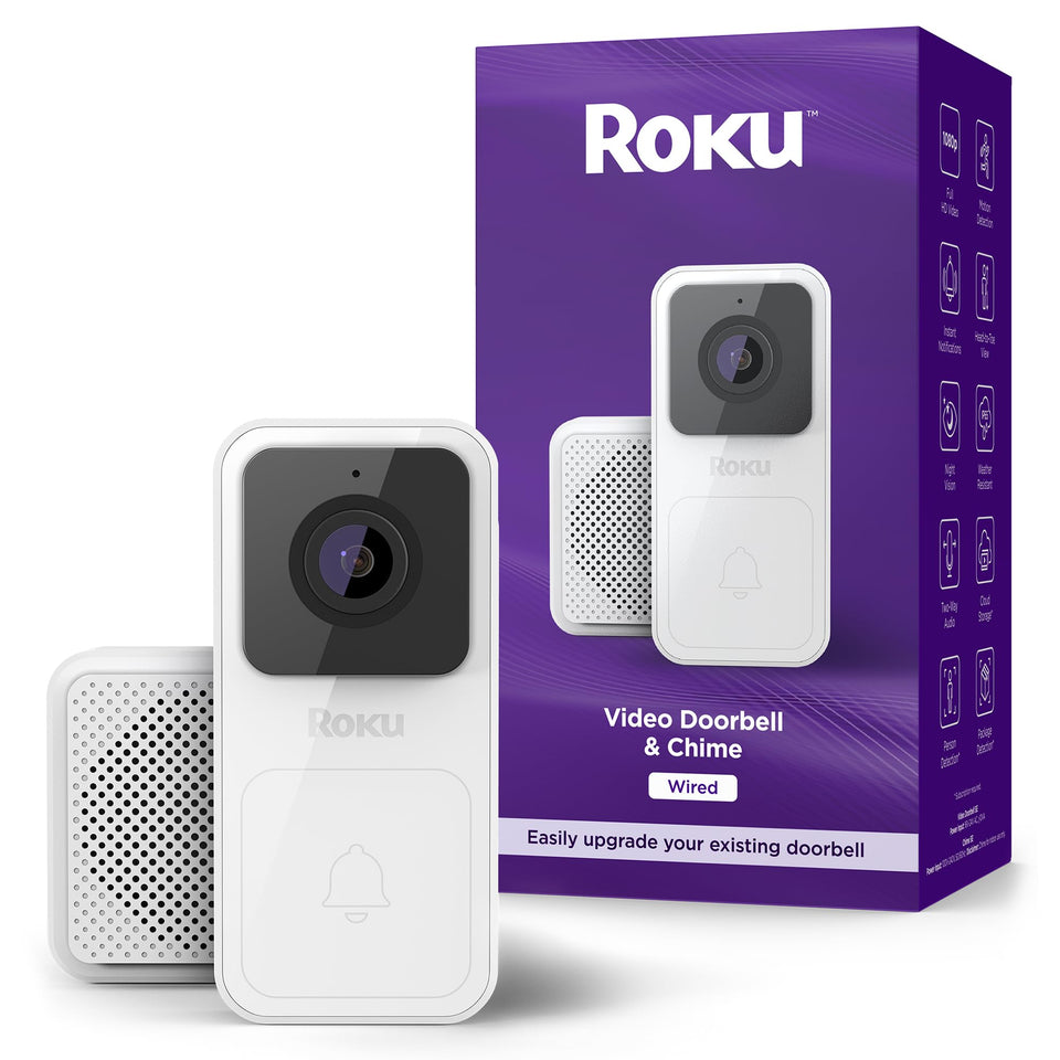 Roku Smart Home wired doorbell front view shows visitors clearly for secure entry