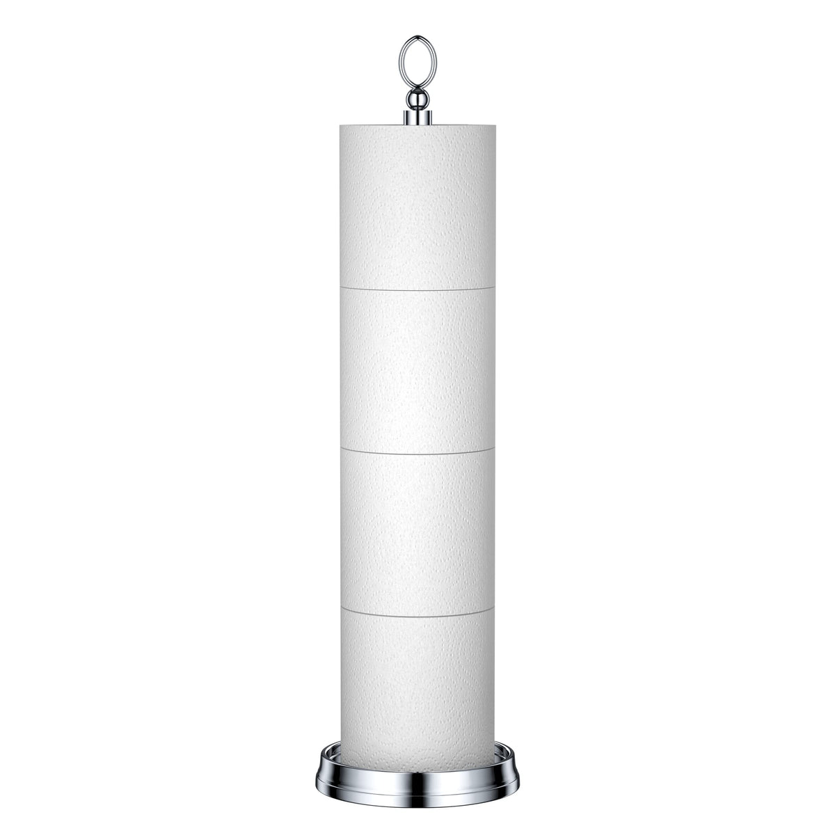 ROLABAM heavy weighted toilet paper holder base remains steady in a busy bathroom