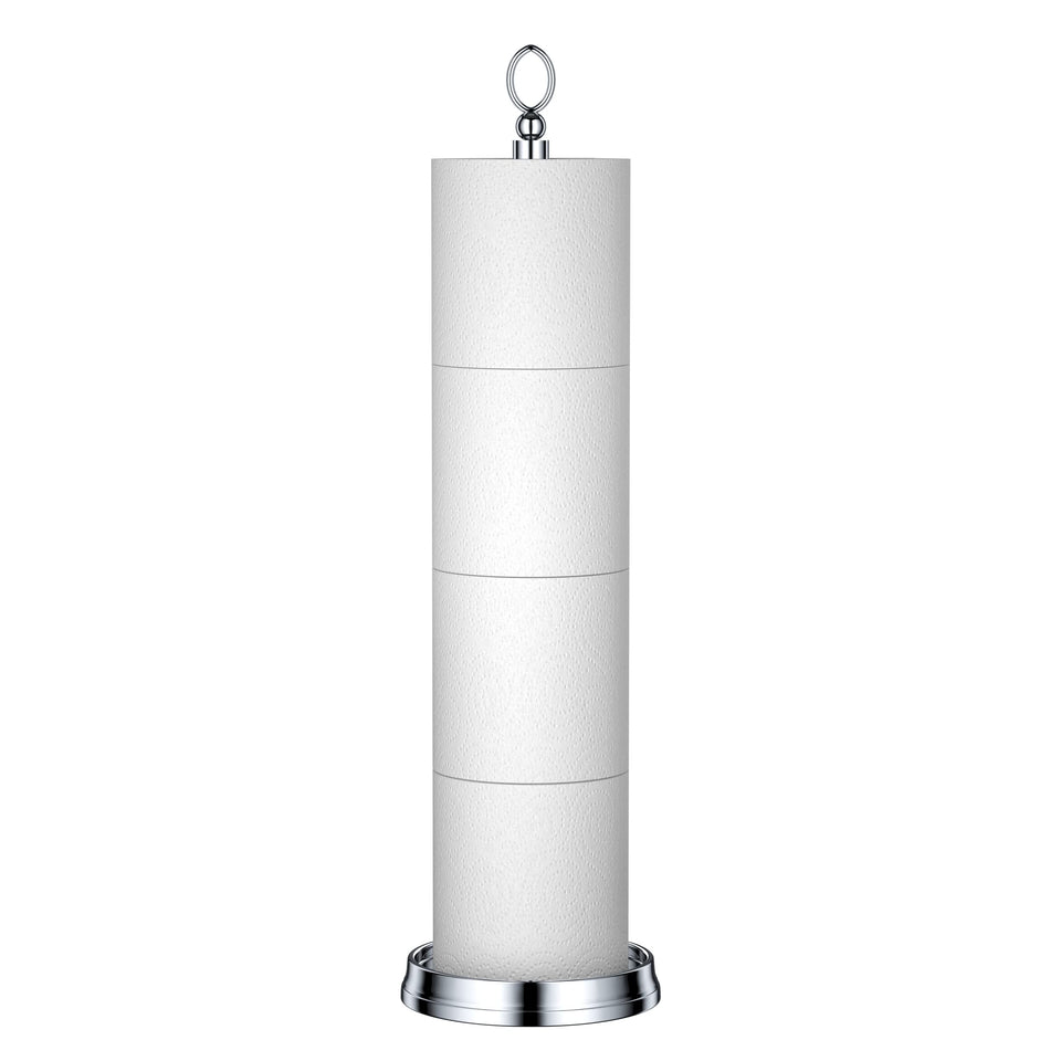ROLABAM heavy weighted toilet paper holder base remains steady in a busy bathroom