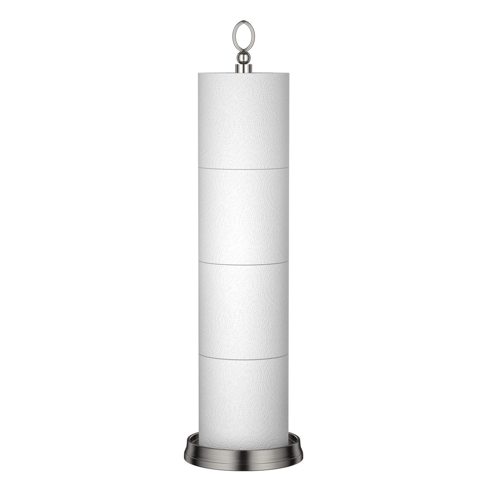 ROLABAM heavy weighted toilet paper holder with reserve function keeps extra rolls nearby.