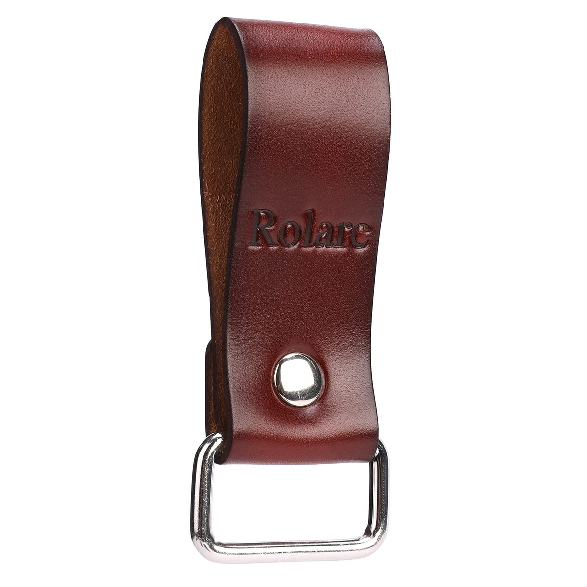 Rolarc leather holster on-site close-up showing durable stitching and holding tape