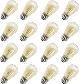 Rolay 11W outdoor bulb with amber glass for a warm patio ambience.