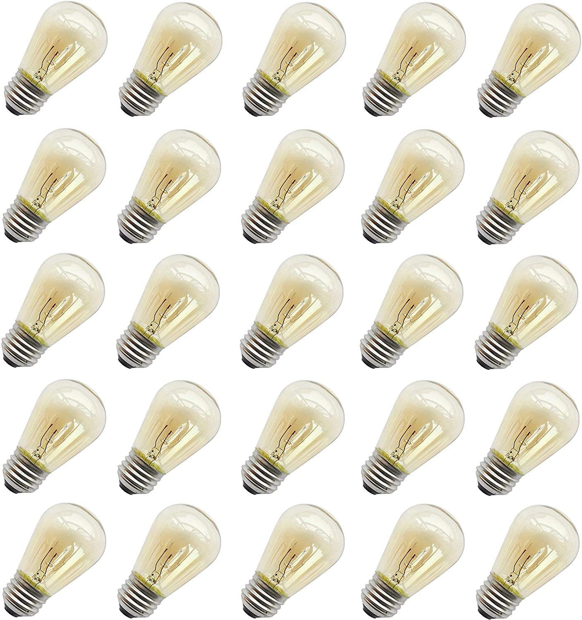Rolay 11W outdoor S14 amber-glass bulb for warm patio ambiance.