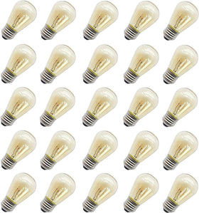 Rolay 11W outdoor S14 amber-glass bulb for warm patio ambiance.