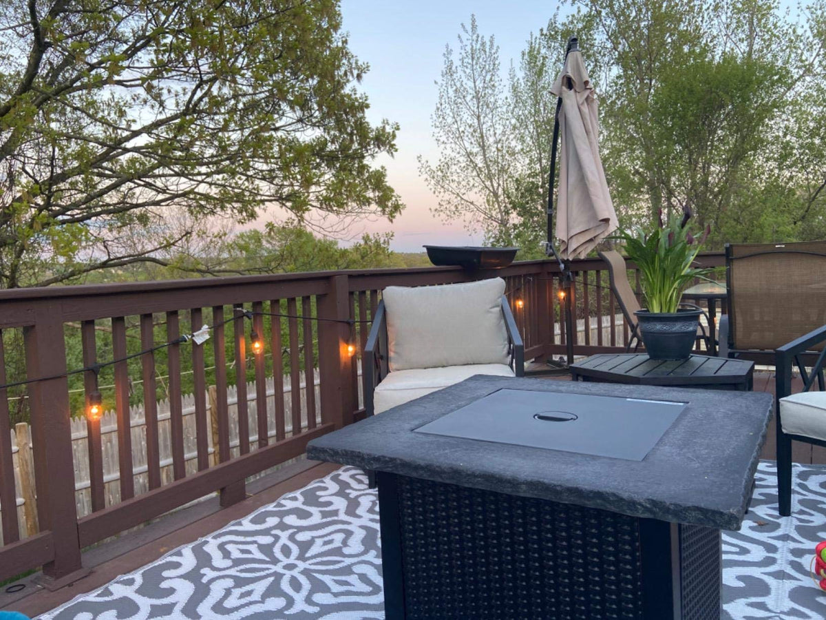 Rolay outdoor bulbs with amber glass enhance mood lighting in backyards.