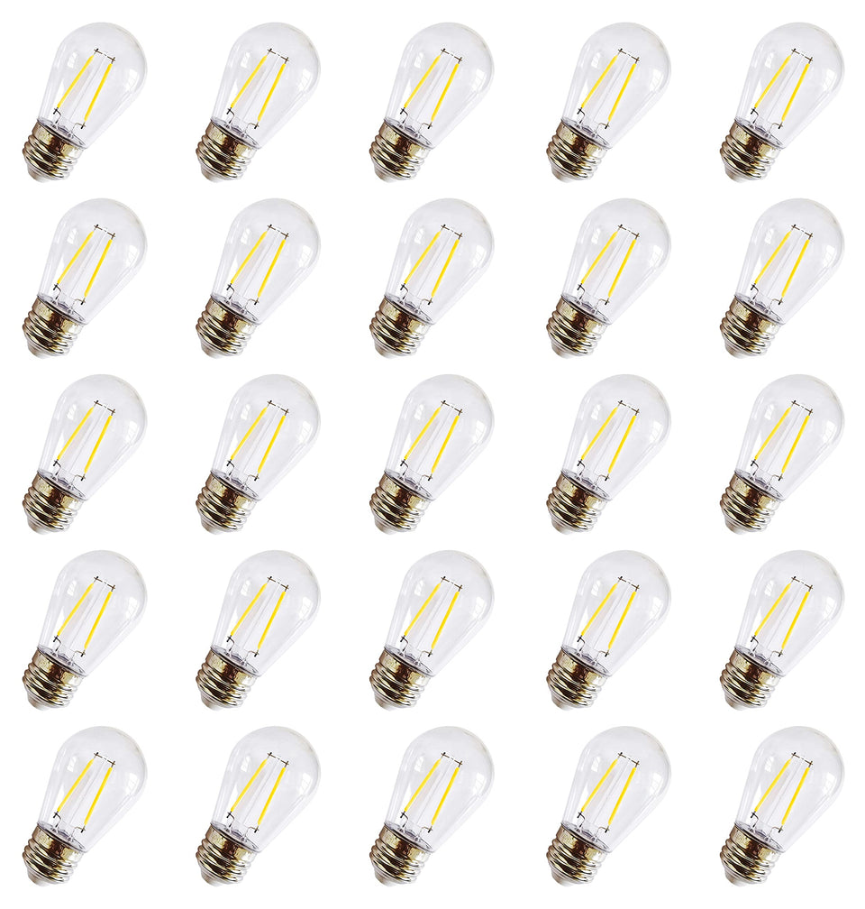 Rolay S14 clear bulbs for outdoor strings, energy efficient 25-pack.