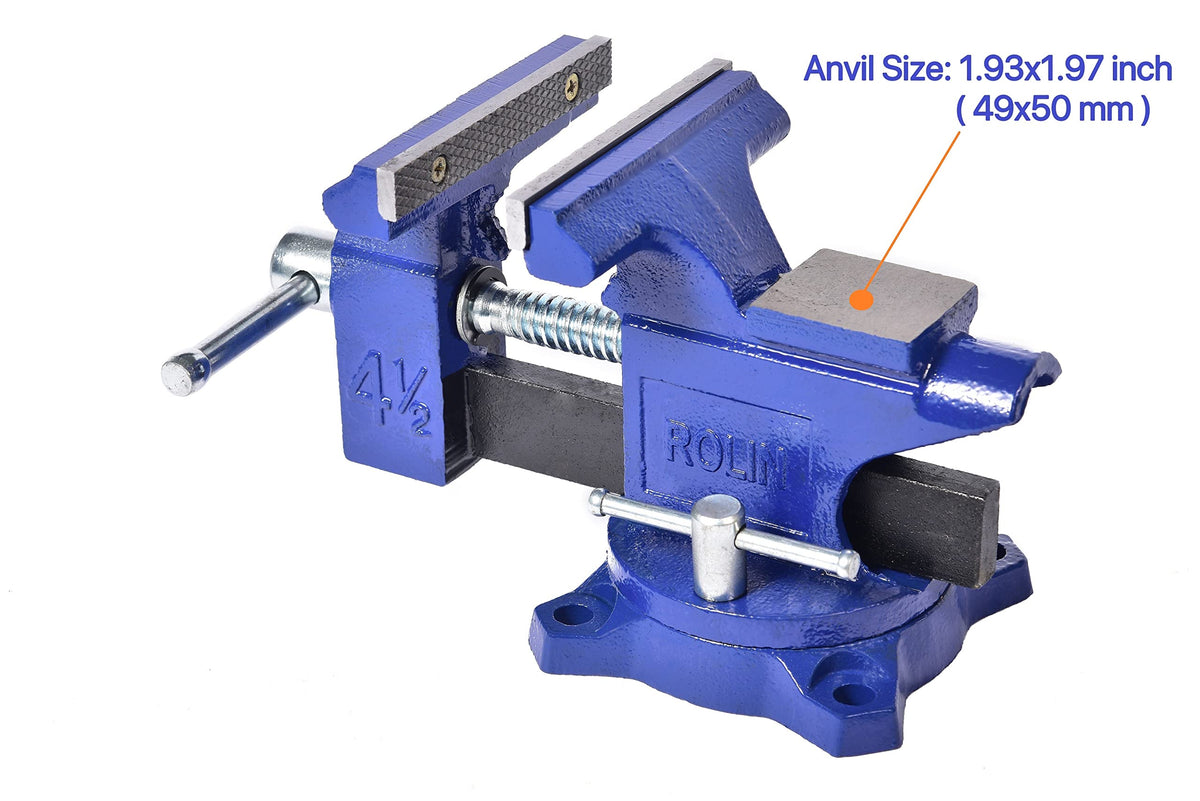 ROLIN vise easy-install base for quick setup in a home workshop