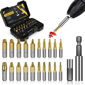 Roll With Us Depot 22pcs titanium screw extractor set ready to remove damaged screws quickly.