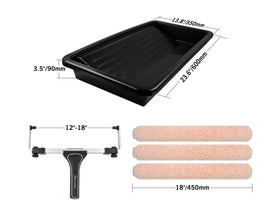 ROLLINGDOG 18-inch paint tray promotes steady paint distribution with minimal spills.
