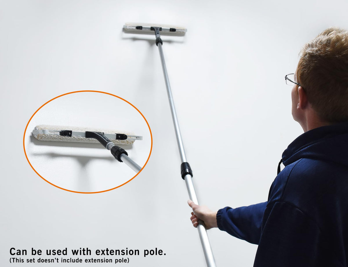 ROLLINGDOG extension-pole ready design lets you reach high walls without a ladder.