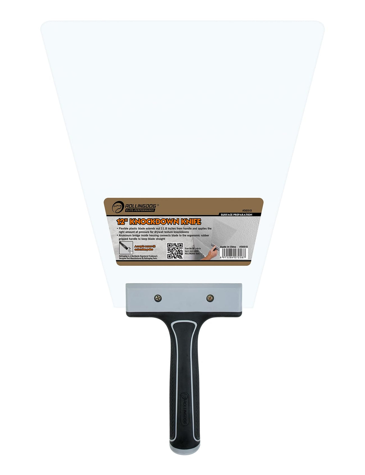 ROLLINGDOG knockdown knife with a 12-inch blade for even ceiling texture creation