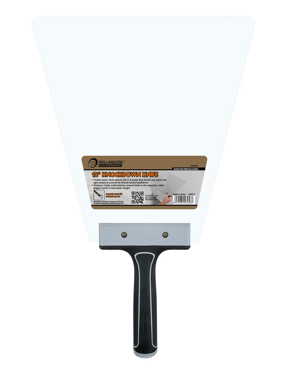 ROLLINGDOG knockdown knife with a 12-inch blade for even ceiling texture creation