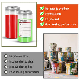 Leak proof gasket and lid keep spills contained on shelves.