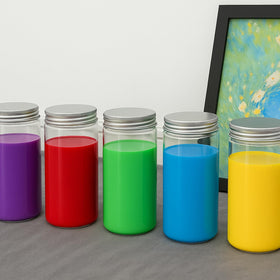 Leftover paint storage in 500 ml cups ideal for future use.