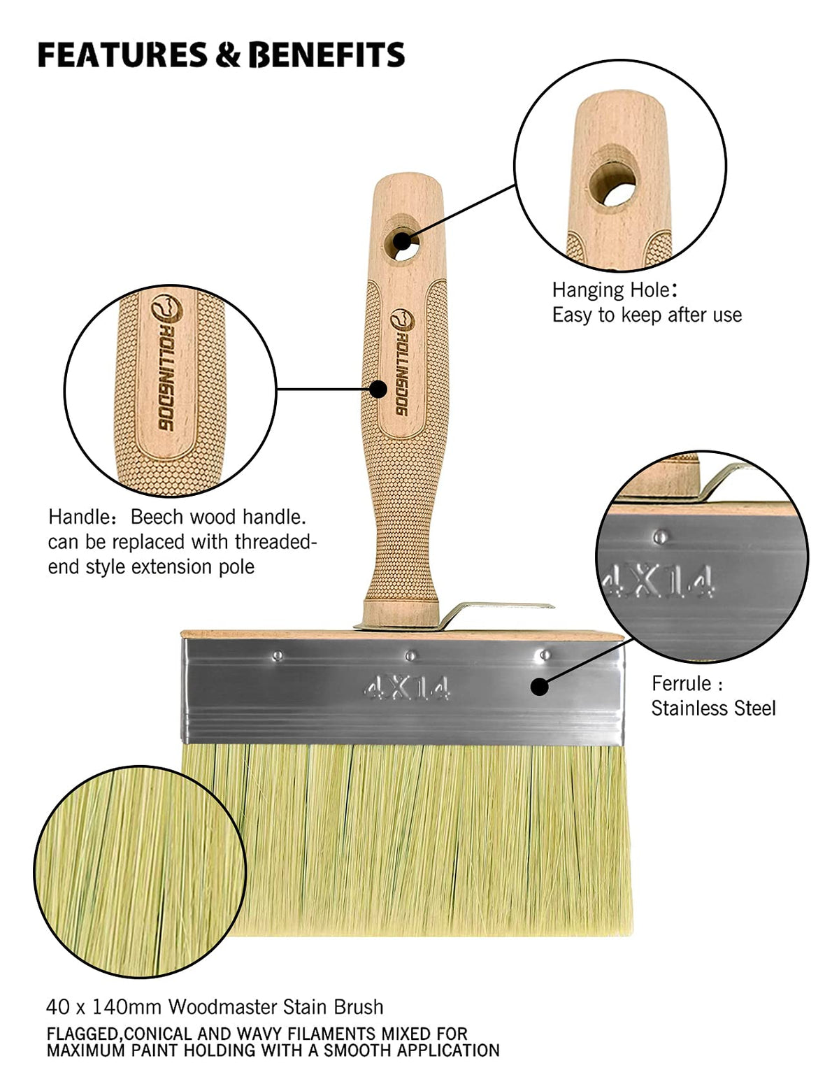 ROLLINGDOG limewash brush deck application on wood surface