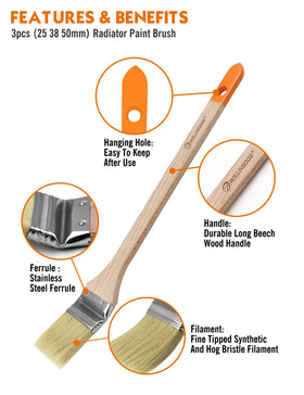 ROLLINGDOG Radiator Brush 50mm bent ferrule for larger radiators and quick coats