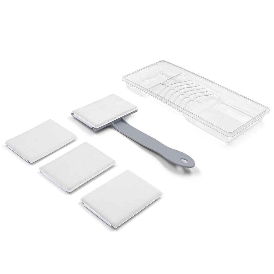 ROLLINGDOG Reach-Behind Paint Pad Handle enables precise reach behind toilets.