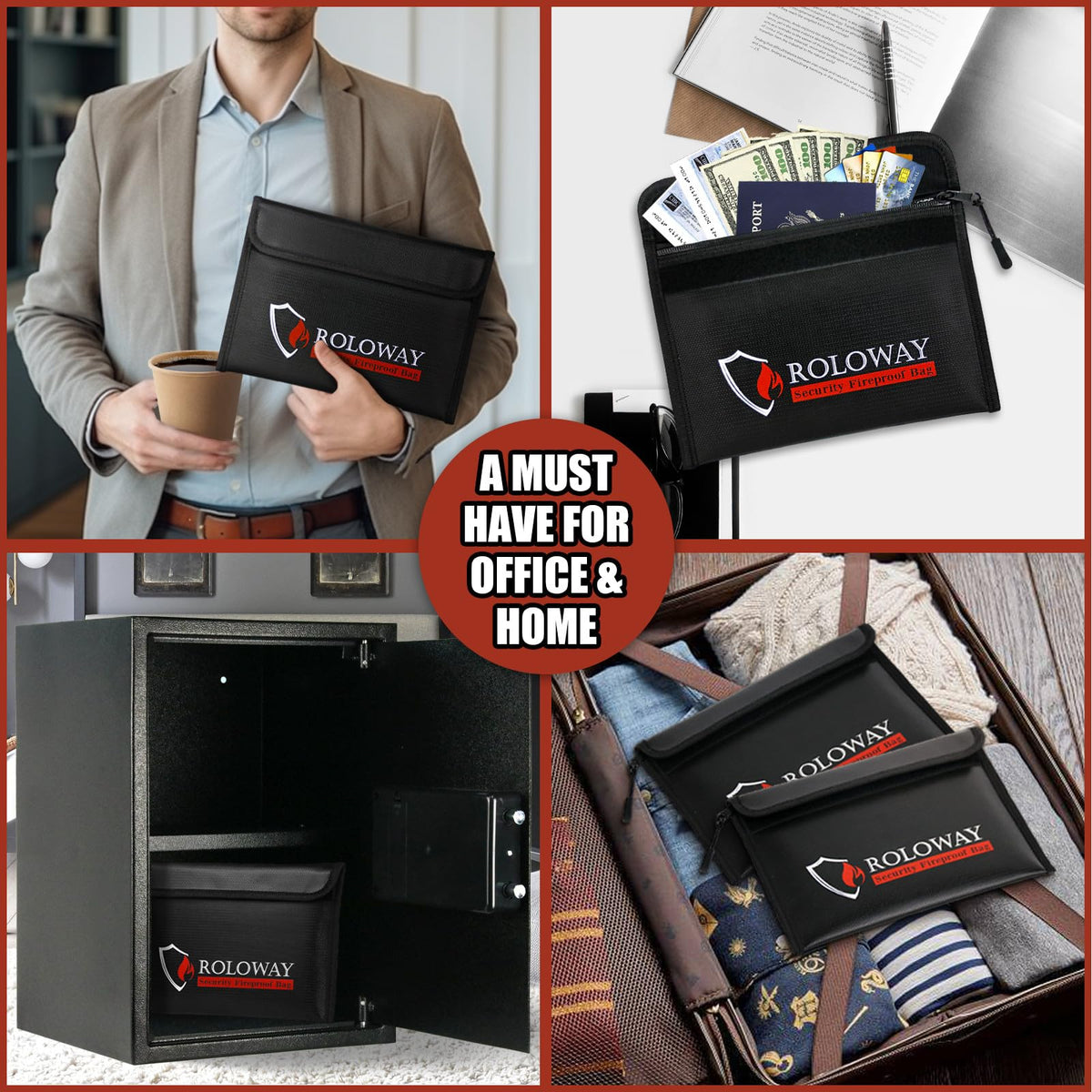 ROLOWAY Fireproof Bag 2-pack showcases convenient emergency-ready protection