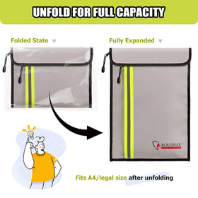 Enlarged closure on ROLOWAY bag adds extra safety for valuables.