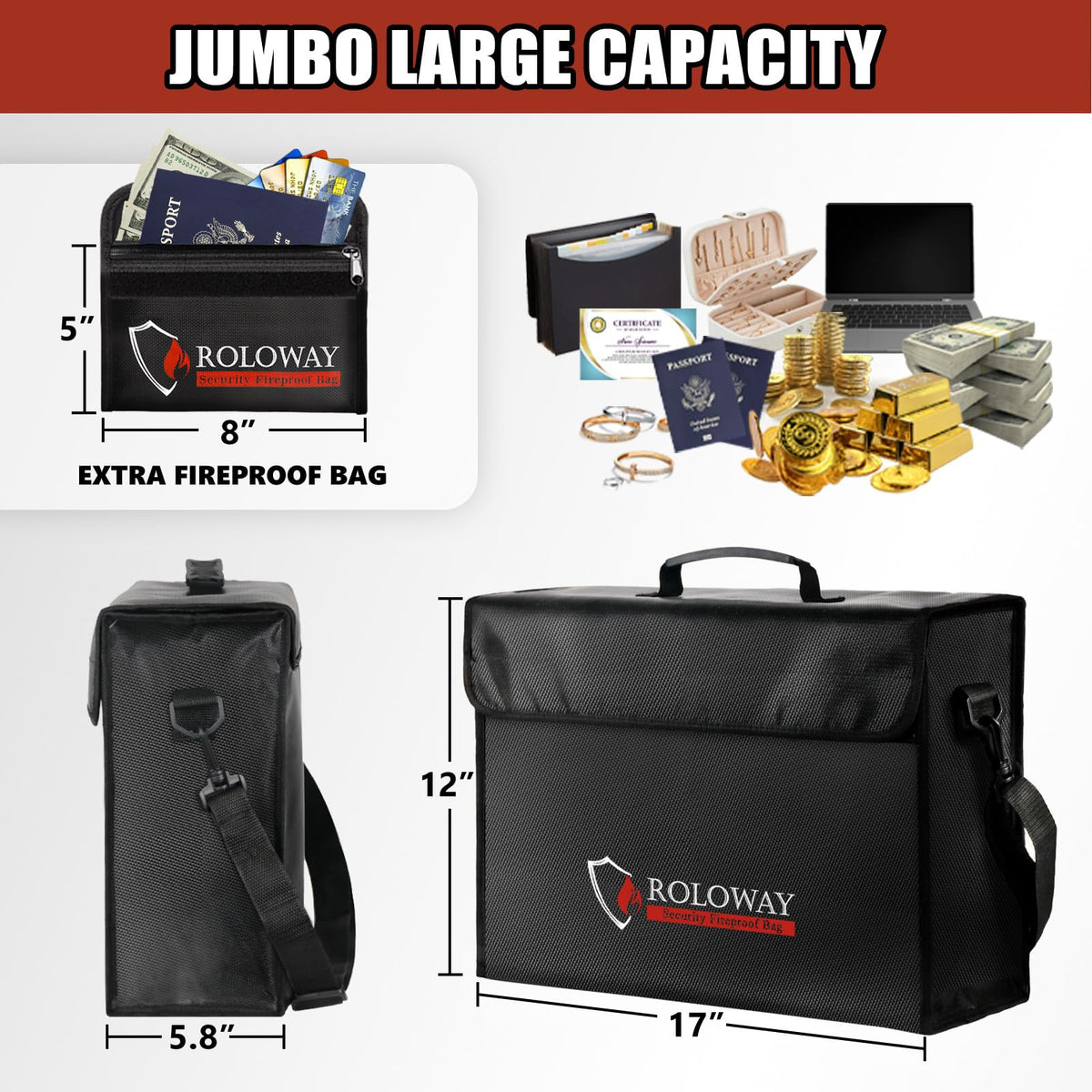 ROLOWAY bag features a locking zipper for added security of contents.