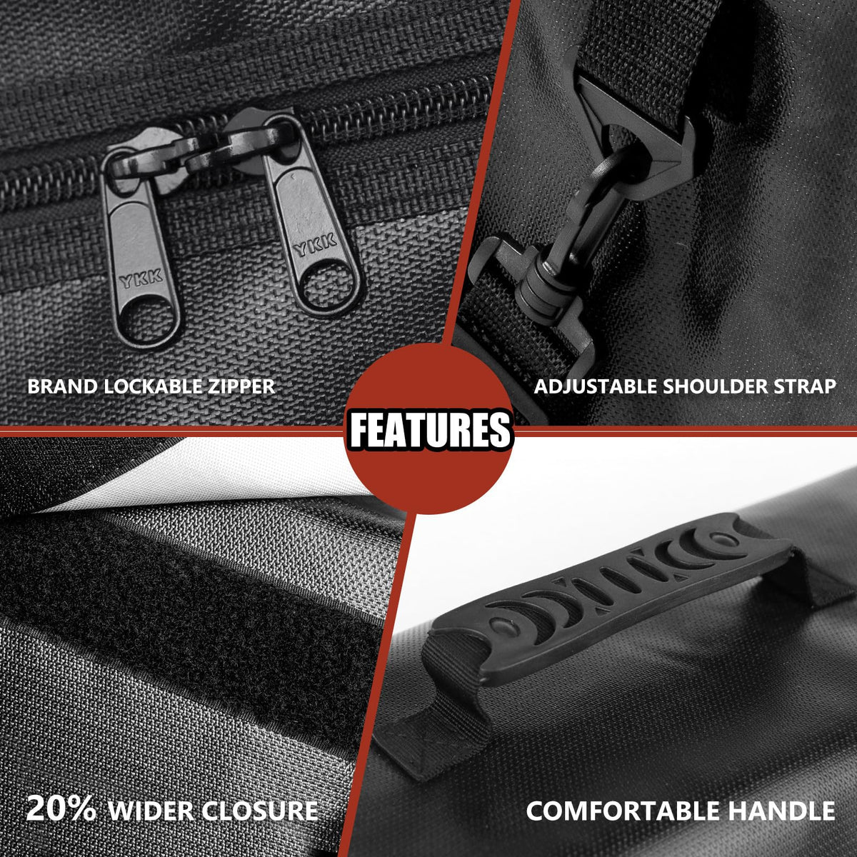 ROLOWAY non-itchy silicone coating and comfortable carry handle for travel.