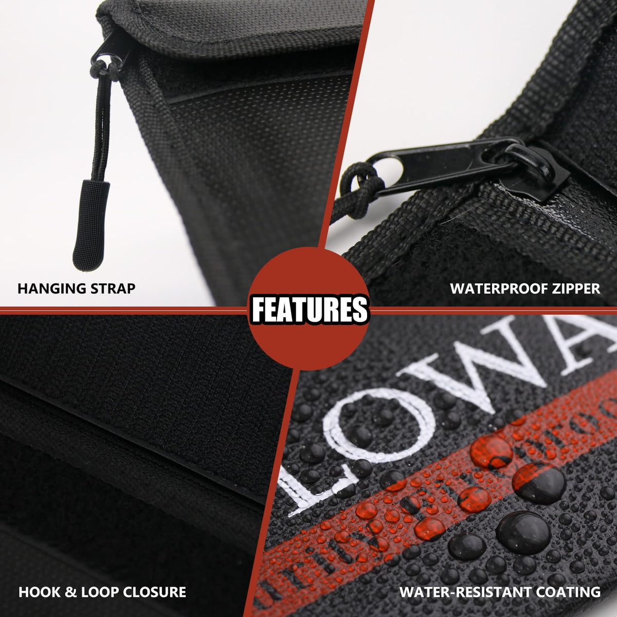 ROLOWAY Fireproof Bag water-resistant zipper highlights durable security against moisture