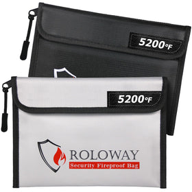 ROLOWAY fireproof bag close-up of the zippered seal for secure valuables.